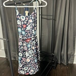 Loft Sun dress with Racer back.  Navy with mauve, gray and pink flowers.
